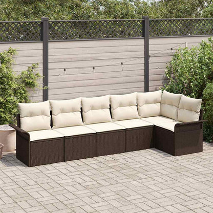 Set Divano da Giardino con cuscino 6 pcs Marrone polyrattan | homemem39