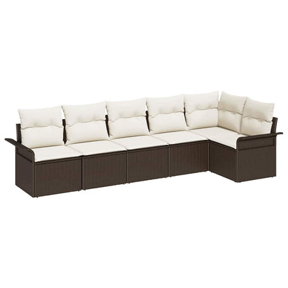 Set Divano da Giardino con cuscino 6 pcs Marrone polyrattan | homemem39