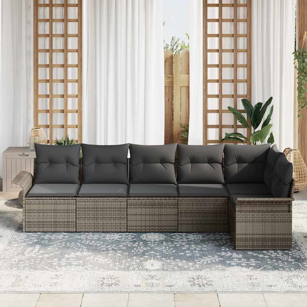 Set Divano da Giardino con cuscino 6 pcs Grigio polyrattan | homemem39