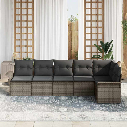 Set Divano da Giardino con cuscino 6 pcs Grigio polyrattan | homemem39