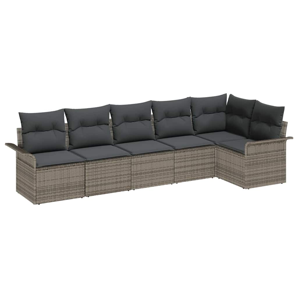 Set Divano da Giardino con cuscino 6 pcs Grigio polyrattan | homemem39