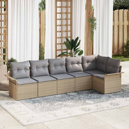 Set Divano da Giardino con cuscino 6 pcs Beige polyrattan | homemem39