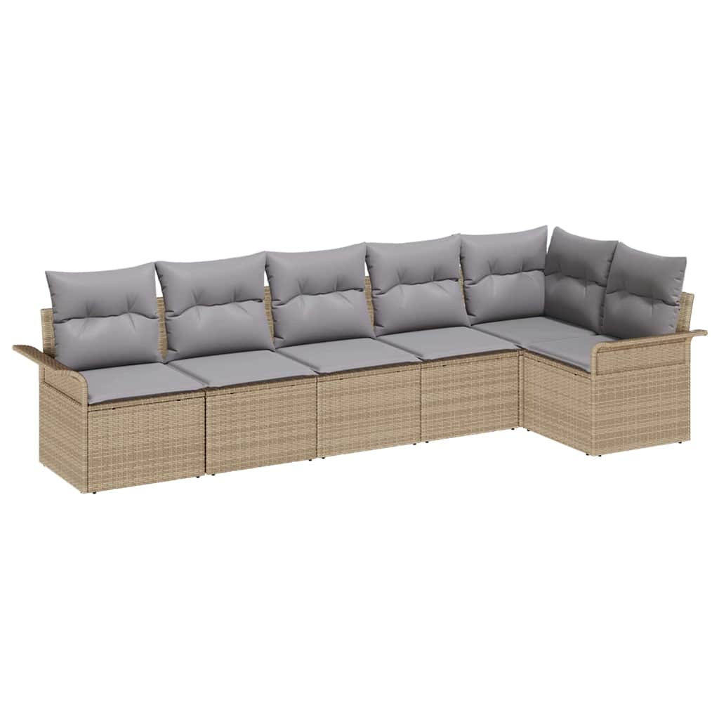 Set Divano da Giardino con cuscino 6 pcs Beige polyrattan | homemem39