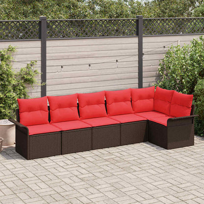 Set Divano da Giardino con cuscino 6 pcs Marrone polyrattan | homemem39