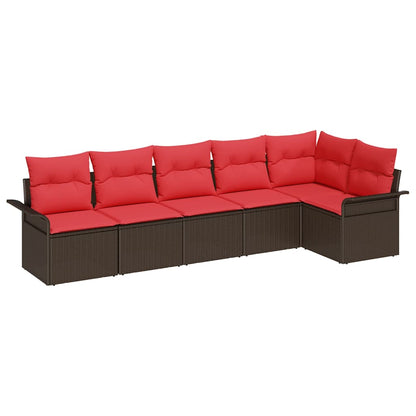 Set Divano da Giardino con cuscino 6 pcs Marrone polyrattan | homemem39