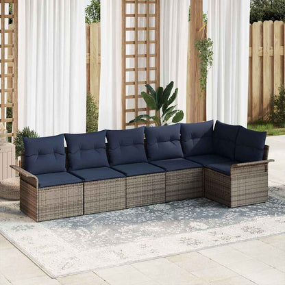 Set Divano da Giardino con cuscino 6 pcs Grigio polyrattan | homemem39