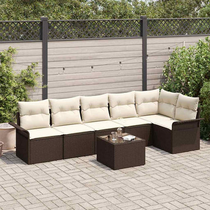 Set Divano da Giardino con cuscino 7 pcs Marrone polyrattan | homemem39