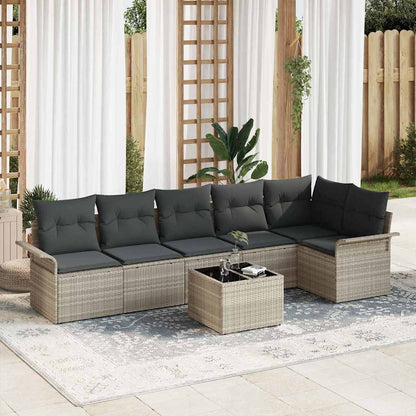 Set Divano da Giardino 7 pcs Grigio chiaro polyrattan | homemem39