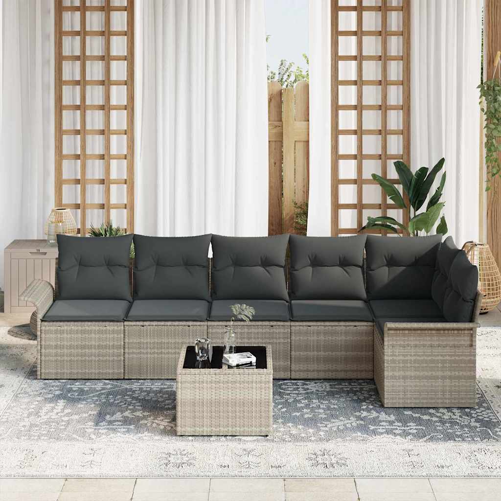 Set Divano da Giardino 7 pcs Grigio chiaro polyrattan | homemem39