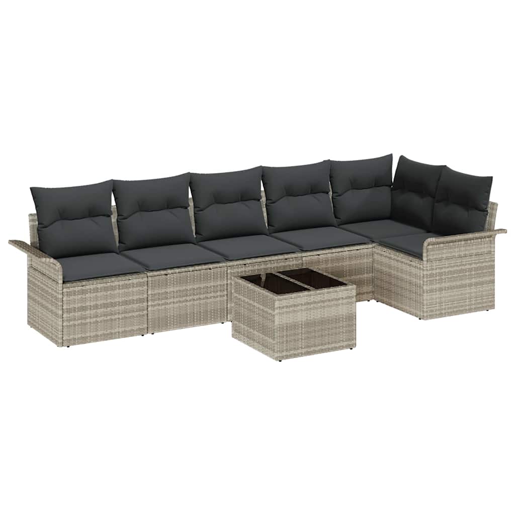 Set Divano da Giardino 7 pcs Grigio chiaro polyrattan | homemem39