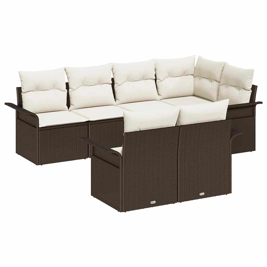 Set Divano da Giardino con cuscino 7 pcs Marrone polyrattan | homemem39