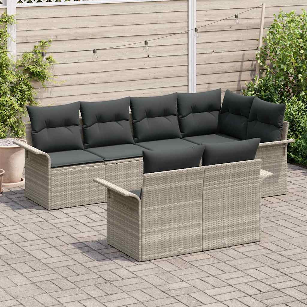 Set Divano da Giardino 7 pcs Grigio chiaro polyrattan - homemem39