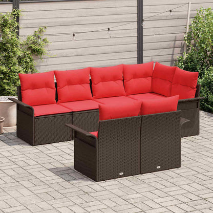 Set Divano da Giardino con cuscino 7 pcs Marrone polyrattan | homemem39