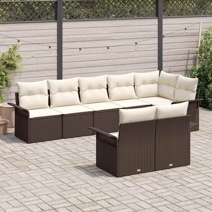 Set Divano da Giardino con cuscino 8 pcs Marrone polyrattan | homemem39