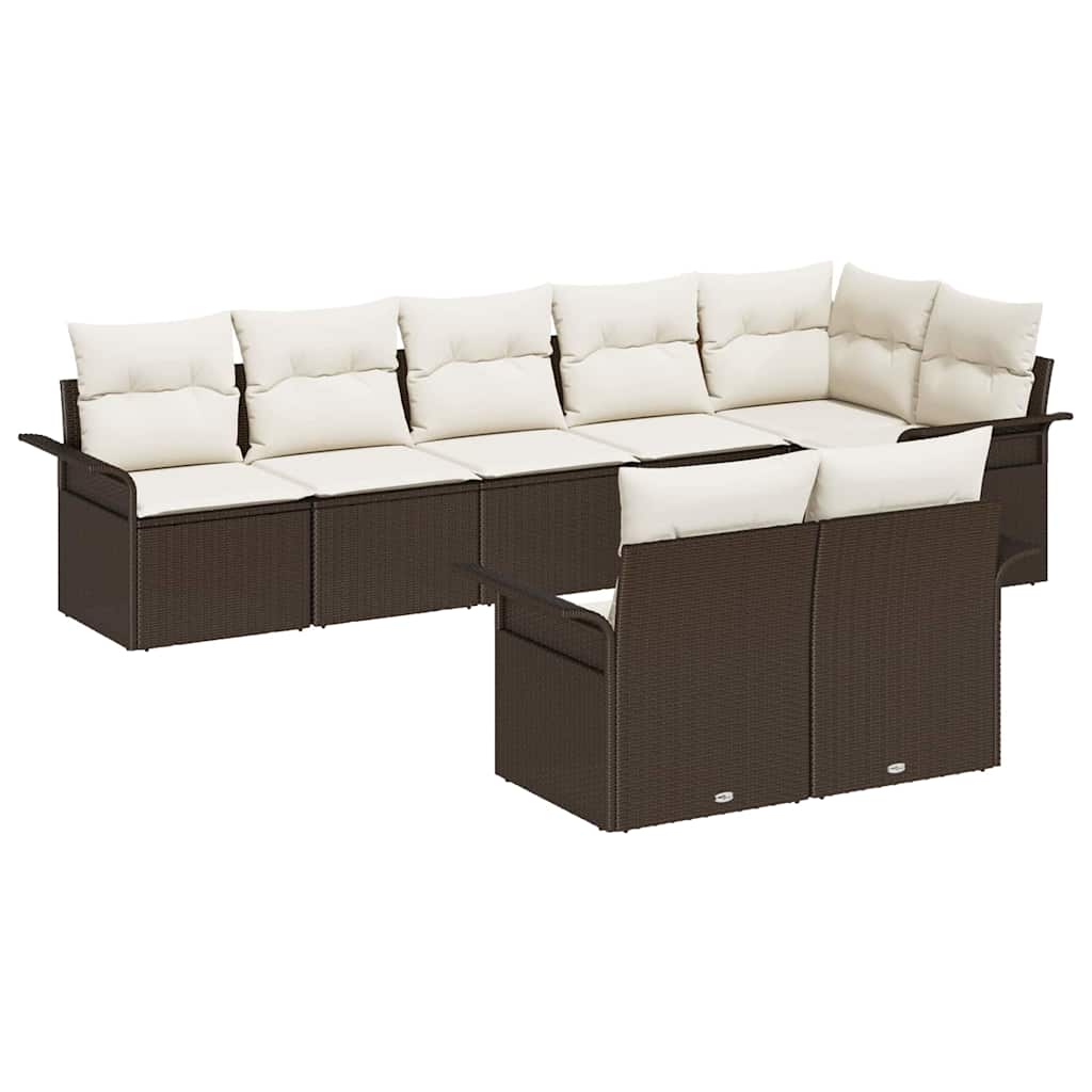 Set Divano da Giardino con cuscino 8 pcs Marrone polyrattan | homemem39