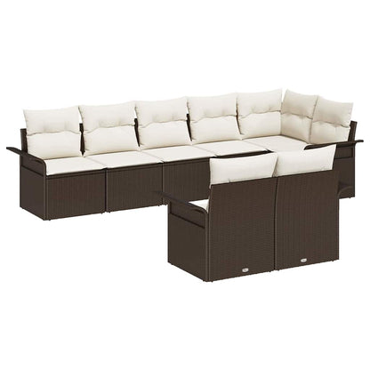 Set Divano da Giardino con cuscino 8 pcs Marrone polyrattan | homemem39