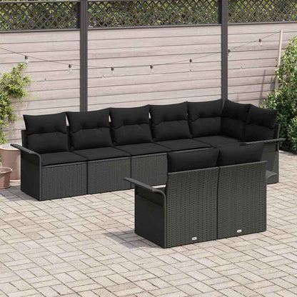 Set Divano da Giardino con cuscino 8 pcs Nero polyrattan | homemem39