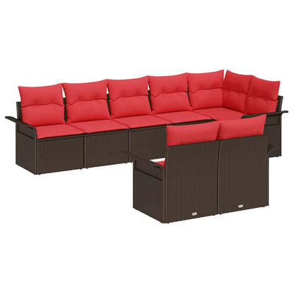 Set Divano da Giardino con cuscino 8 pcs Marrone polyrattan | homemem39