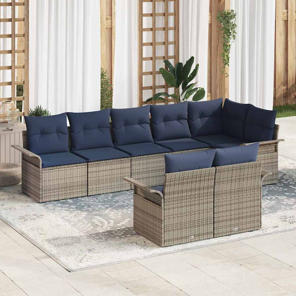 Set Divano da Giardino con cuscino 8 pcs Grigio polyrattan | homemem39