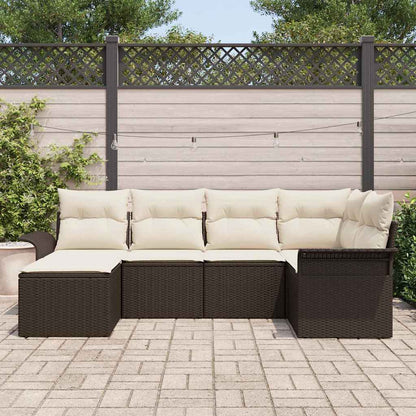 Set Divano da Giardino con cuscino 6 pcs Marrone polyrattan | homemem39