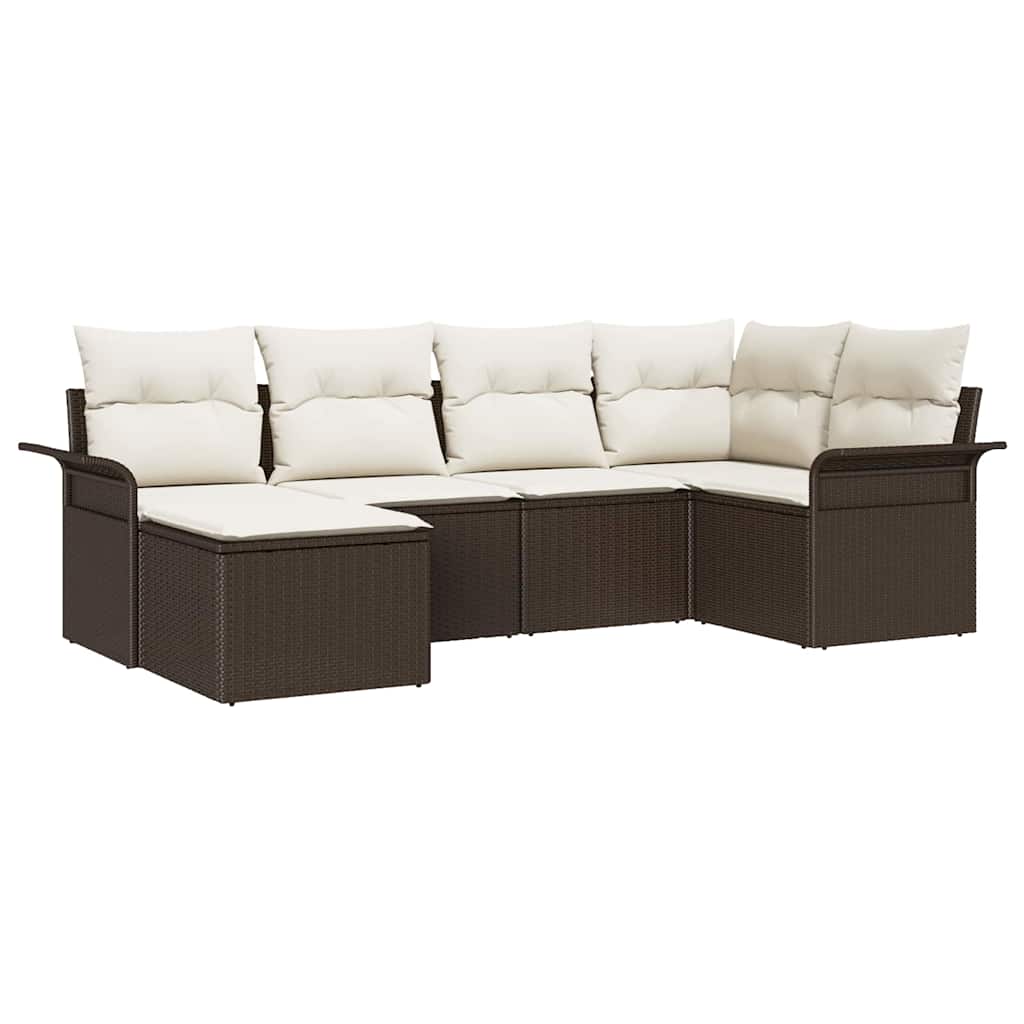 Set Divano da Giardino con cuscino 6 pcs Marrone polyrattan | homemem39