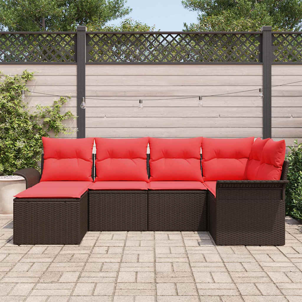 Set Divano da Giardino con cuscino 6 pcs Marrone polyrattan | homemem39