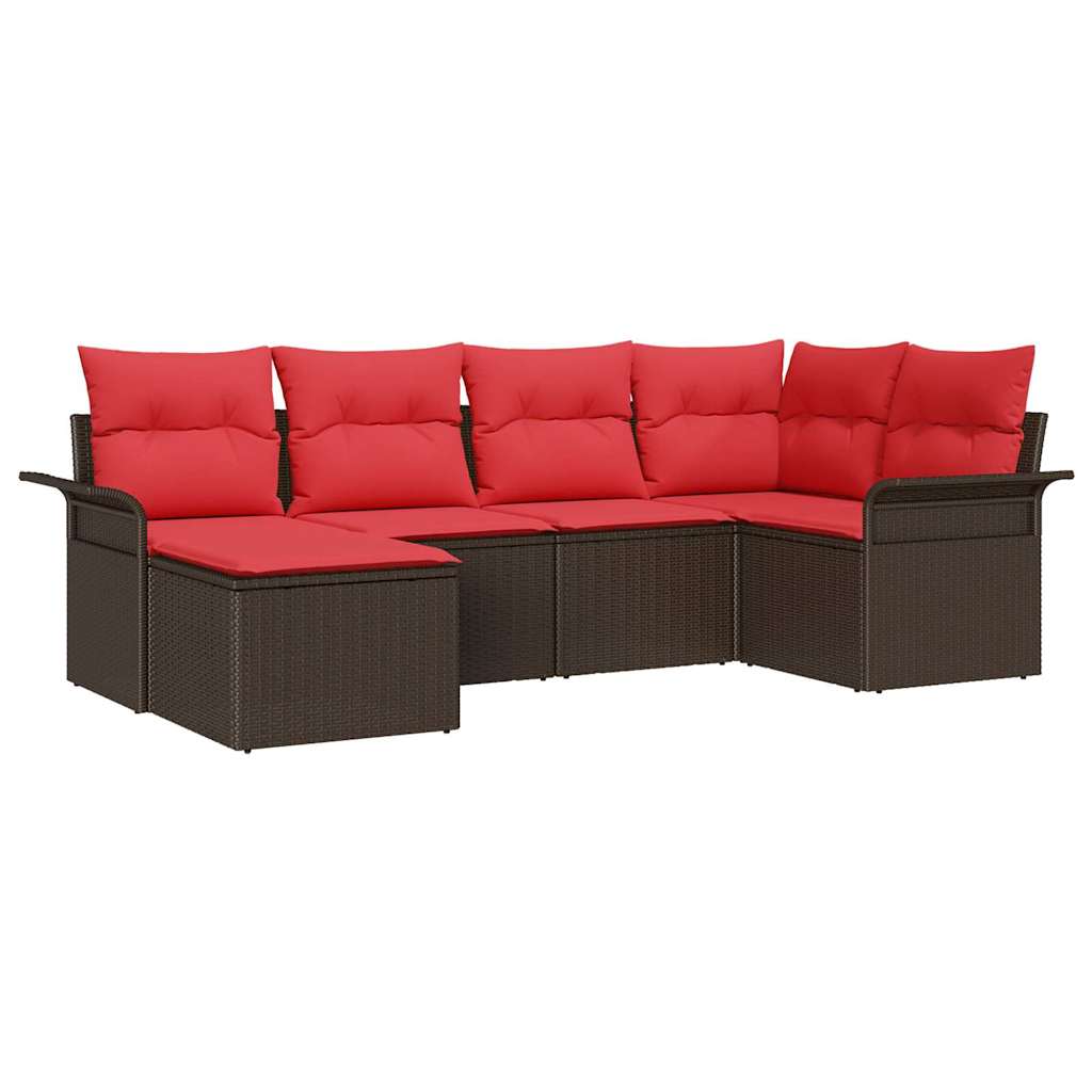 Set Divano da Giardino con cuscino 6 pcs Marrone polyrattan | homemem39