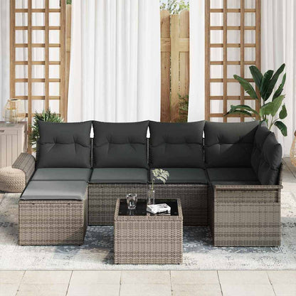 Set Divano da Giardino con cuscino 7 pcs Grigio polyrattan - homemem39