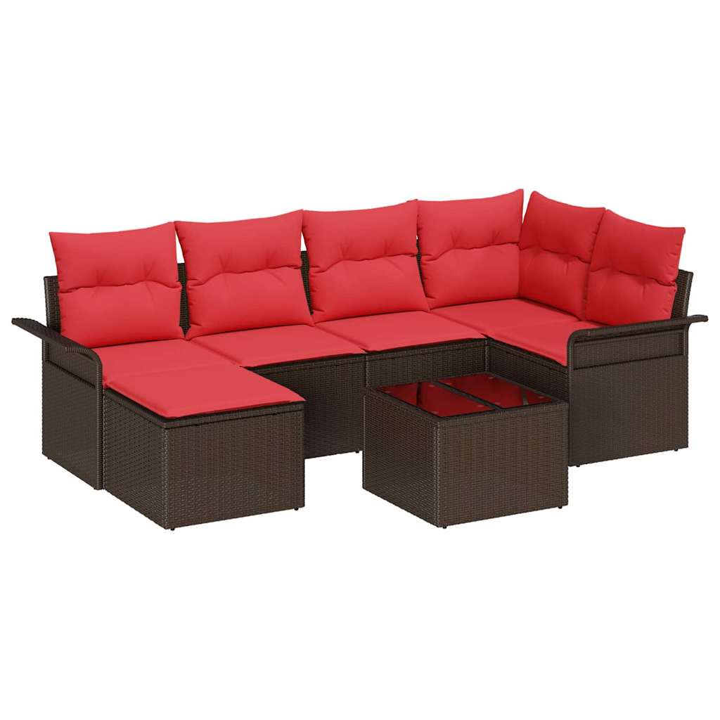 Set Divano da Giardino con cuscino 7 pcs Marrone polyrattan | homemem39