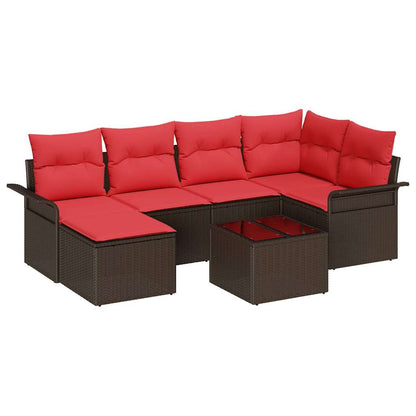 Set Divano da Giardino con cuscino 7 pcs Marrone polyrattan | homemem39