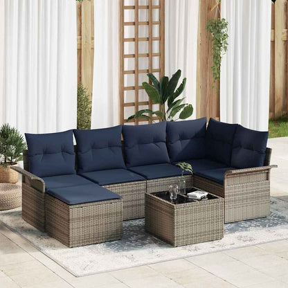 Set Divano da Giardino con cuscino Grigio polyrattan | homemem39