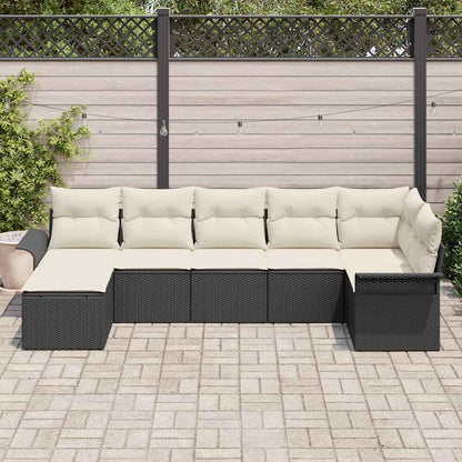 Set Divano da Giardino con cuscino 7 pcs Nero polyrattan - homemem39
