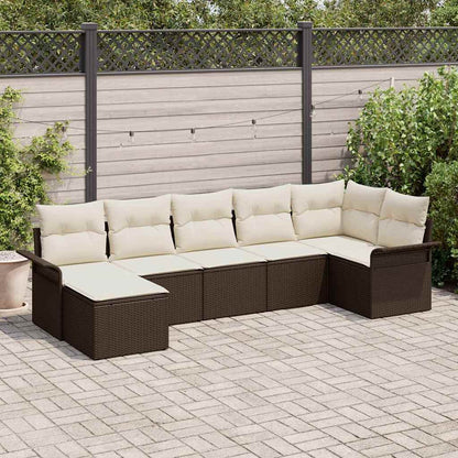 Set Divano da Giardino con cuscino 7 pcs Marrone polyrattan | homemem39