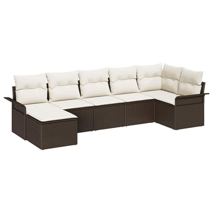 Set Divano da Giardino con cuscino 7 pcs Marrone polyrattan | homemem39