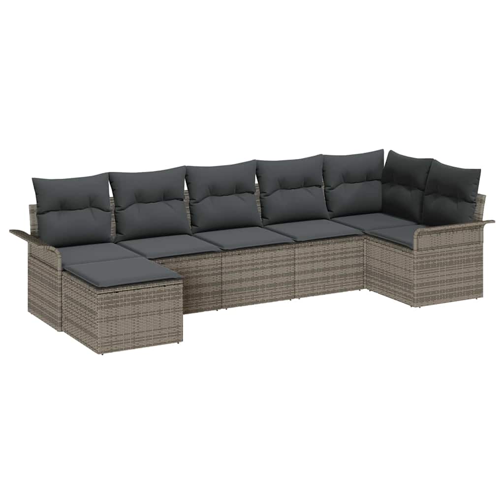 Set Divano da Giardino con cuscino 7 pcs Grigio polyrattan | homemem39