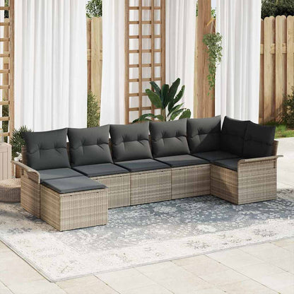Set Divano da Giardino 7 pcs Grigio chiaro Poly Rattan - homemem39
