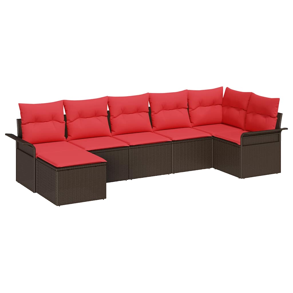Set Divano da Giardino con cuscino Marrone polyrattan | homemem39