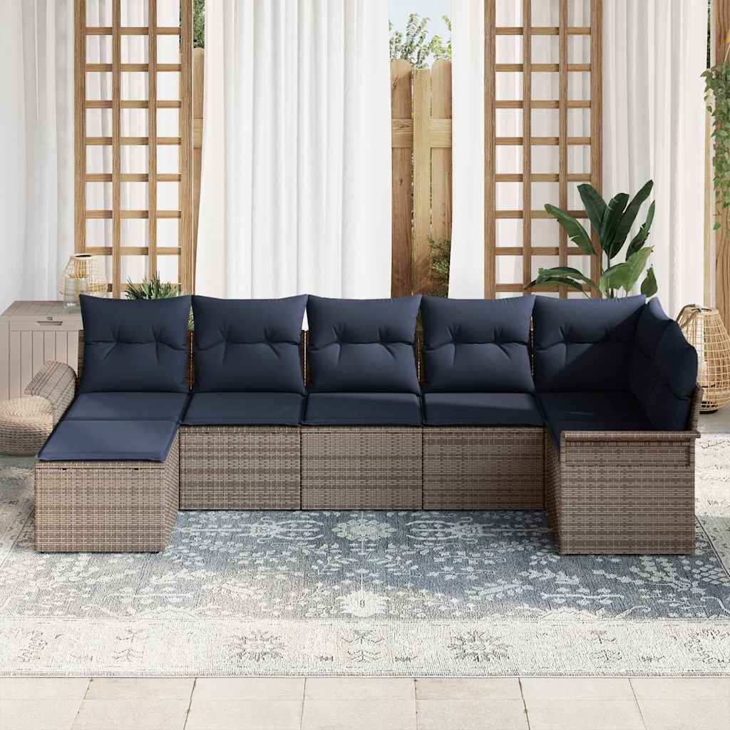 Set Divano da Giardino con cuscino Grigio polyrattan | homemem39