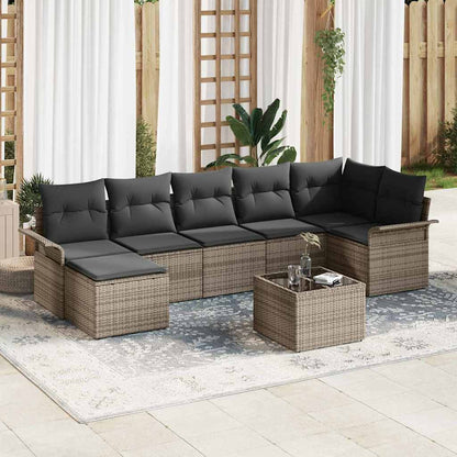 Set Divano da Giardino con cuscino 8 pcs Grigio Poly Rattan - homemem39