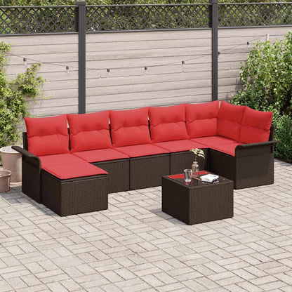 Set Divano da Giardino con cuscino 8 pcs Marrone Poly Rattan | homemem39