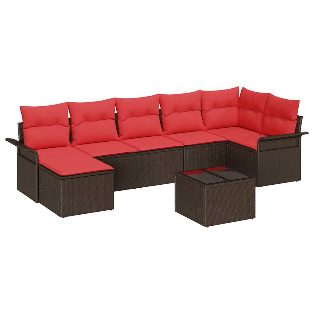 Set Divano da Giardino con cuscino 8 pcs Marrone Poly Rattan | homemem39