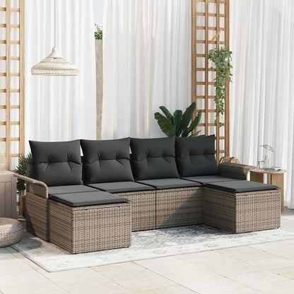 Set Divano da Giardino con cuscino 6 pcs Grigio polyrattan | homemem39