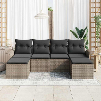 Set Divano da Giardino con cuscino 6 pcs Grigio polyrattan | homemem39