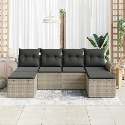 Set Divano da Giardino 6 pcs Grigio chiaro Poly Rattan | homemem39