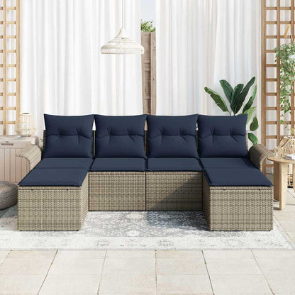 Set Divano da Giardino con cuscino 6 pcs Grigio polyrattan | homemem39