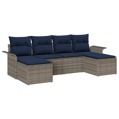 Set Divano da Giardino con cuscino 6 pcs Grigio polyrattan | homemem39