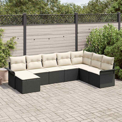 Set Divano da Giardino con cuscino 8 pcs Nero Poly Rattan - homemem39