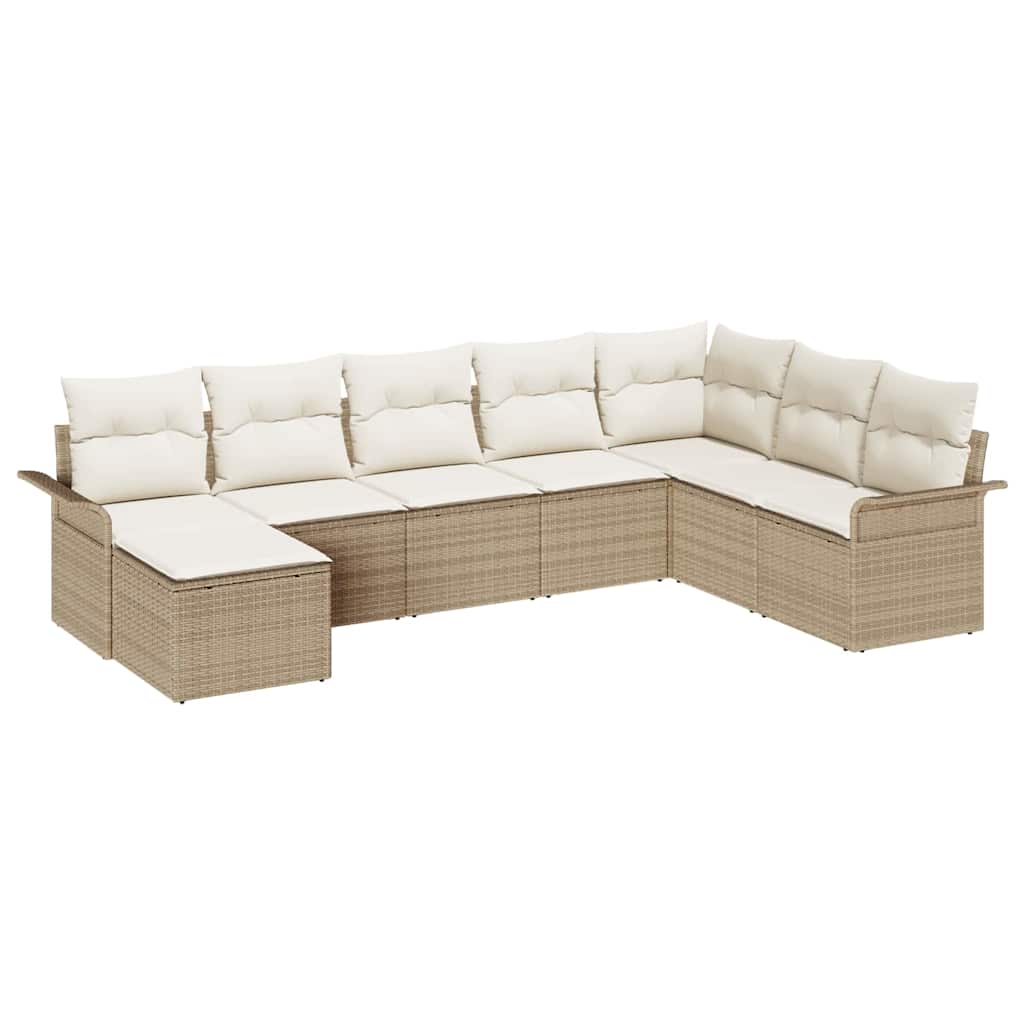 Set Divano da Giardino con cuscino 8 pcs Beige Poly Rattan - homemem39