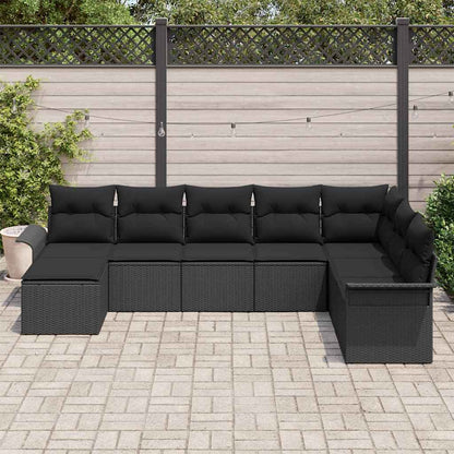 Set Divano da Giardino con cuscino 8 pcs Nero polyrattan | homemem39