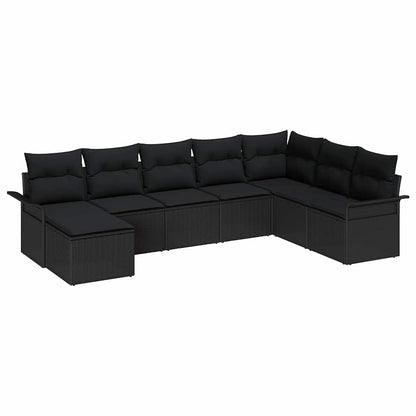 Set Divano da Giardino con cuscino 8 pcs Nero polyrattan | homemem39